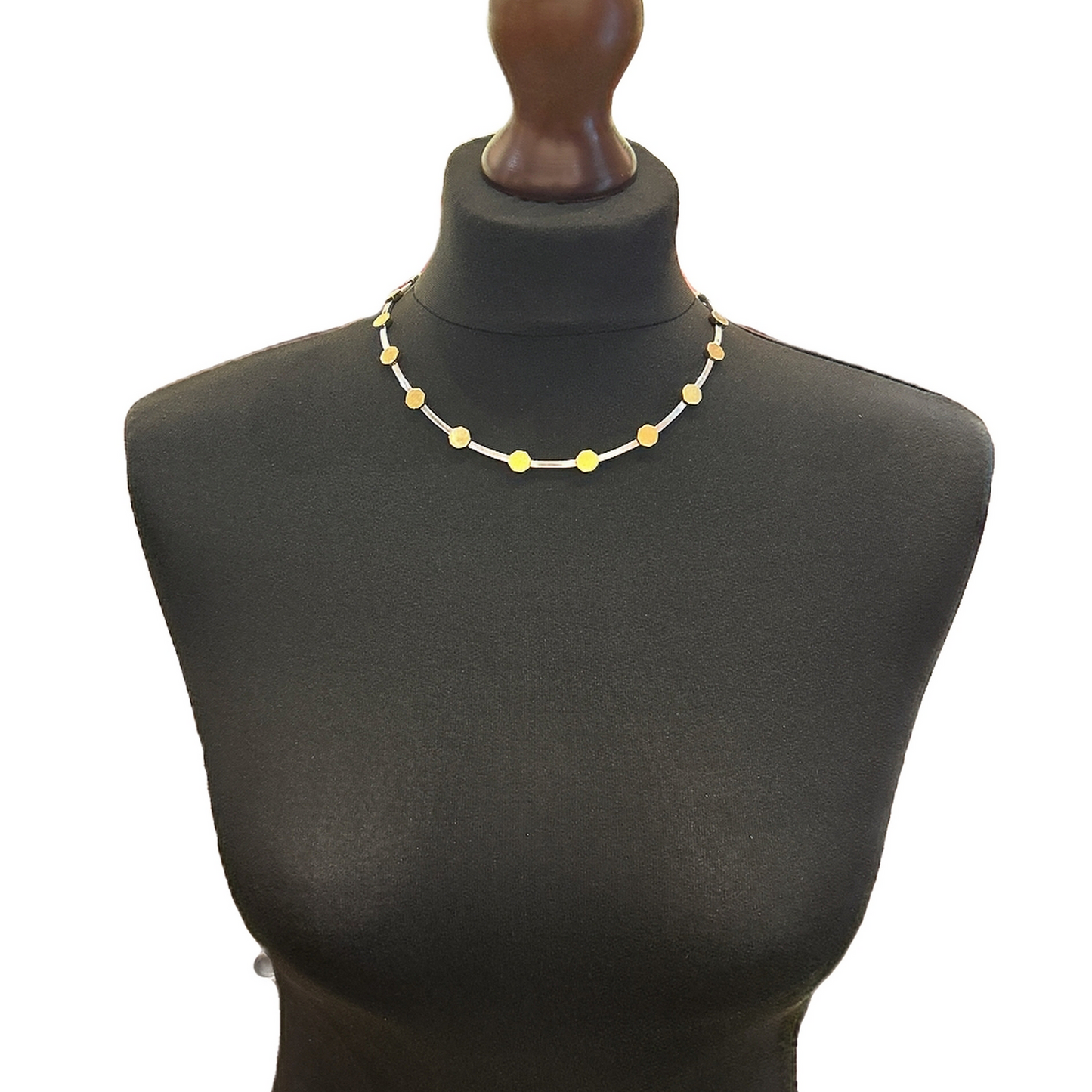 Vintage Modernist Two Tone 18ct Gold Collarette