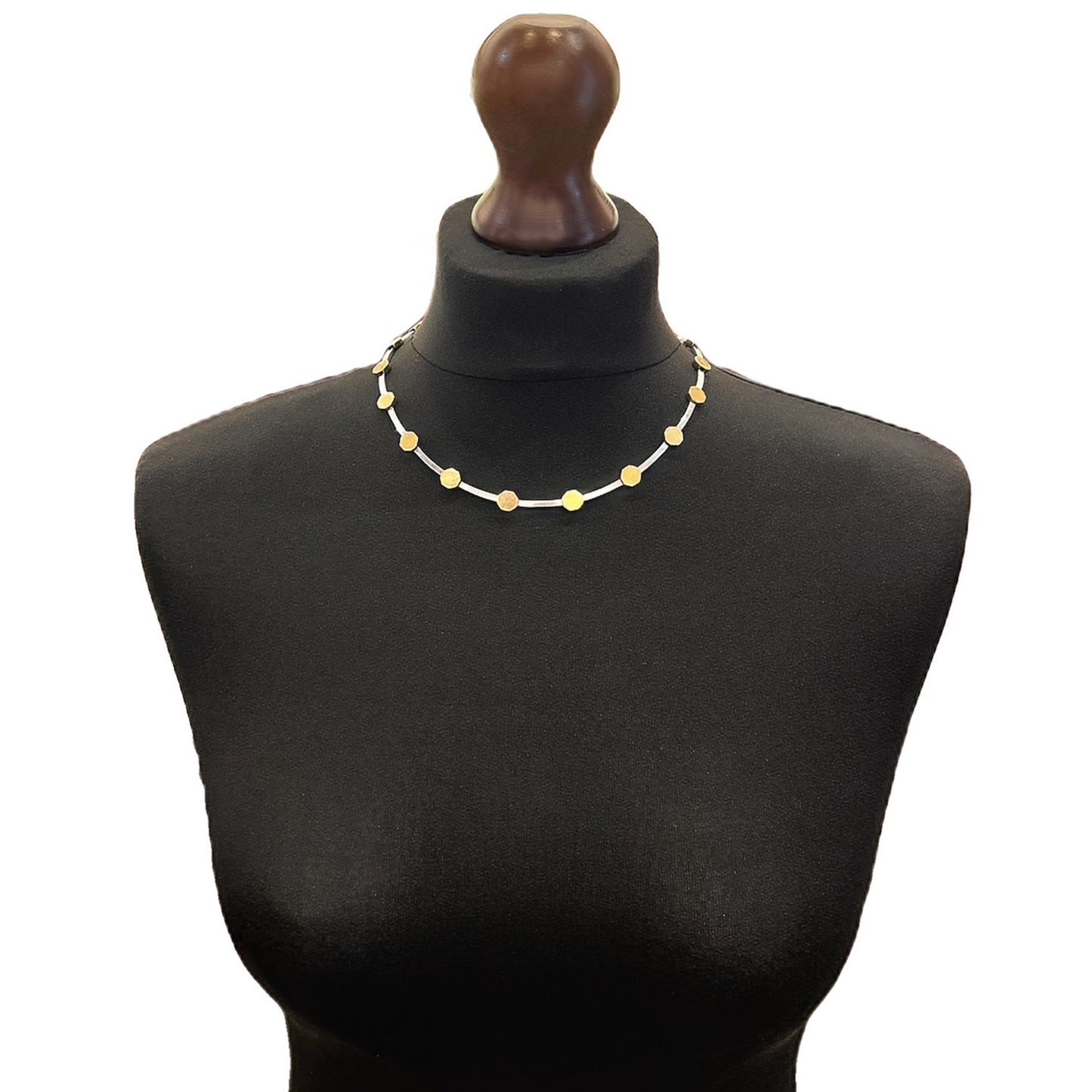Vintage Modernist Two Tone 18ct Gold Collarette