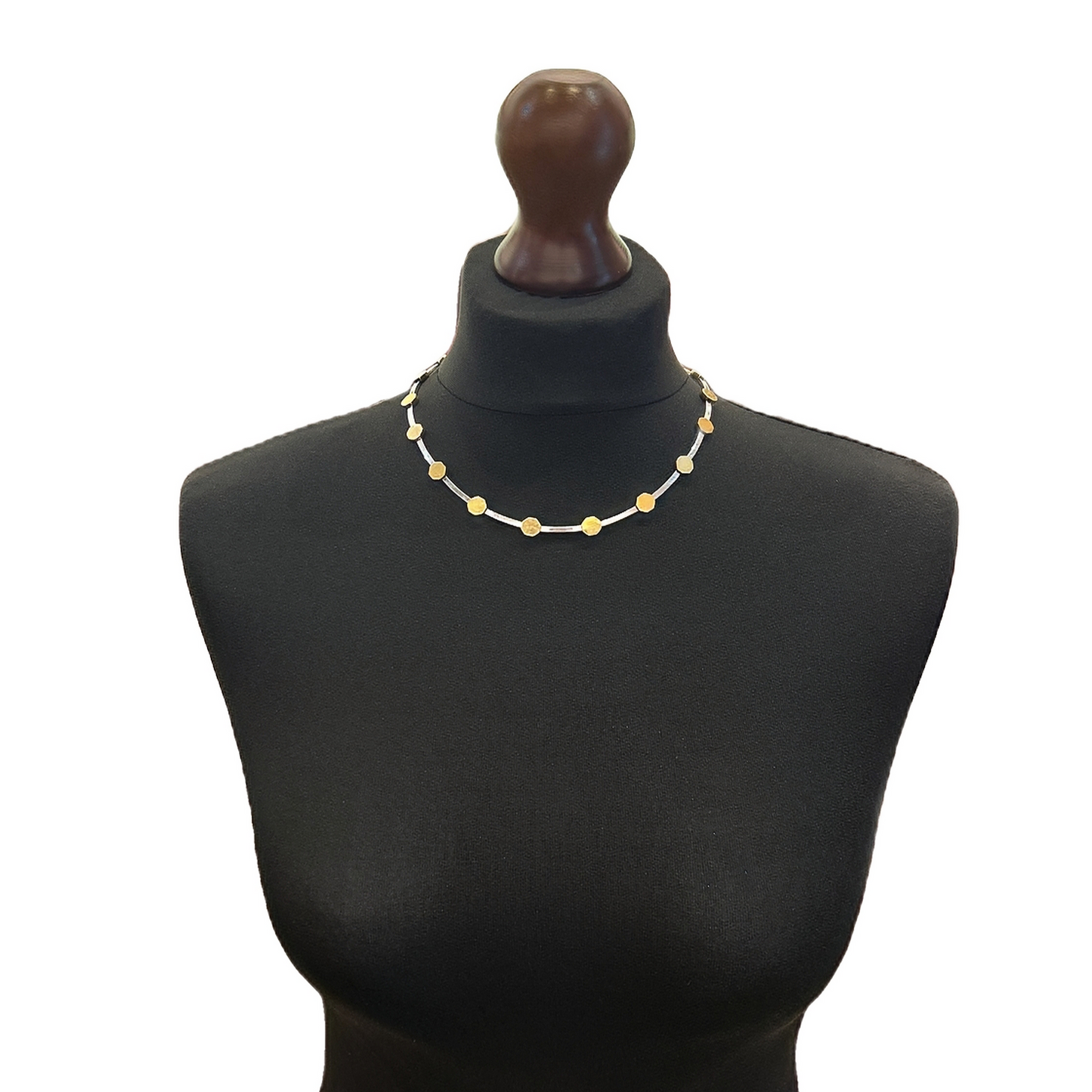 Vintage Modernist Two Tone 18ct Gold Collarette