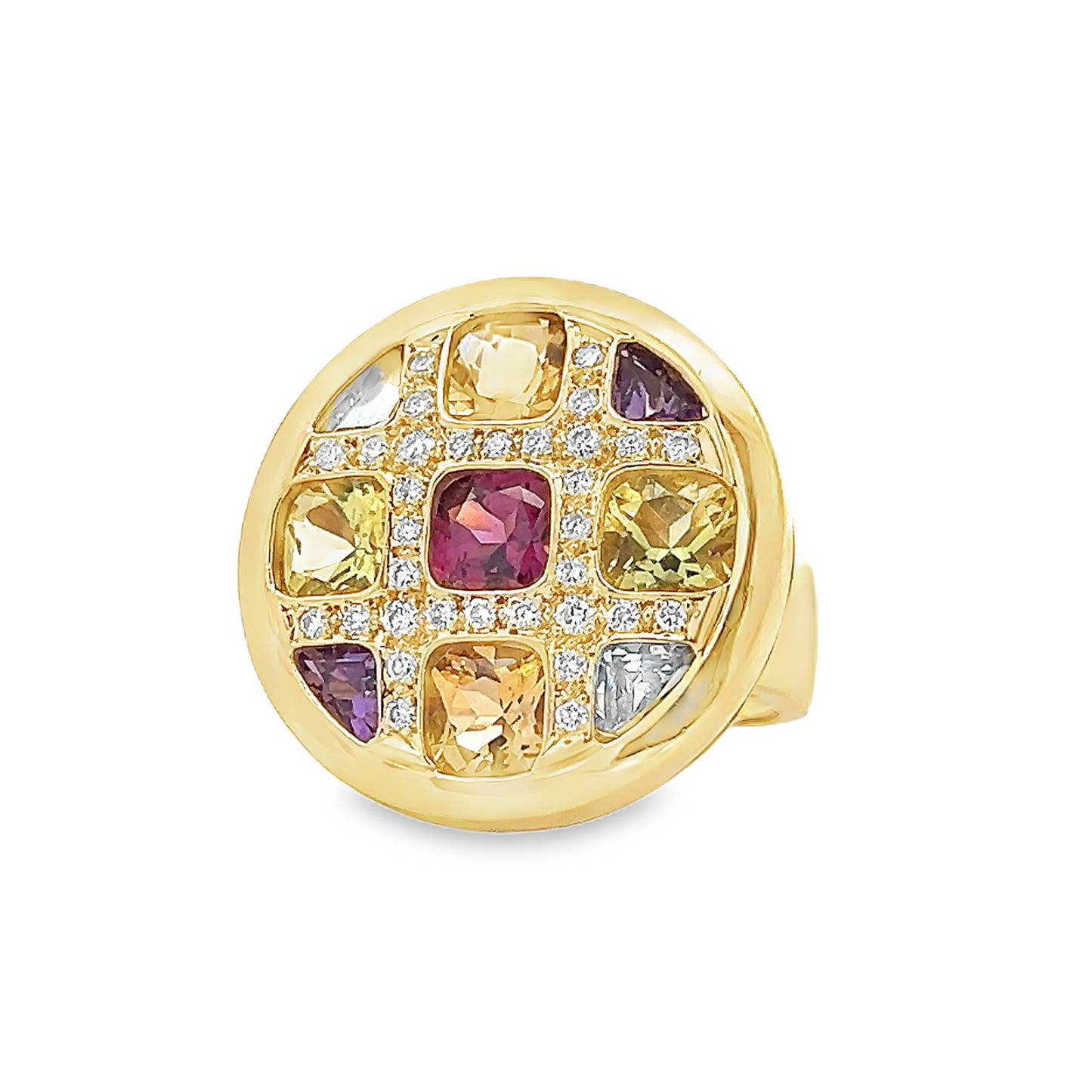 Vintage Multi Gemstone 18ct Gold Cocktail Ring