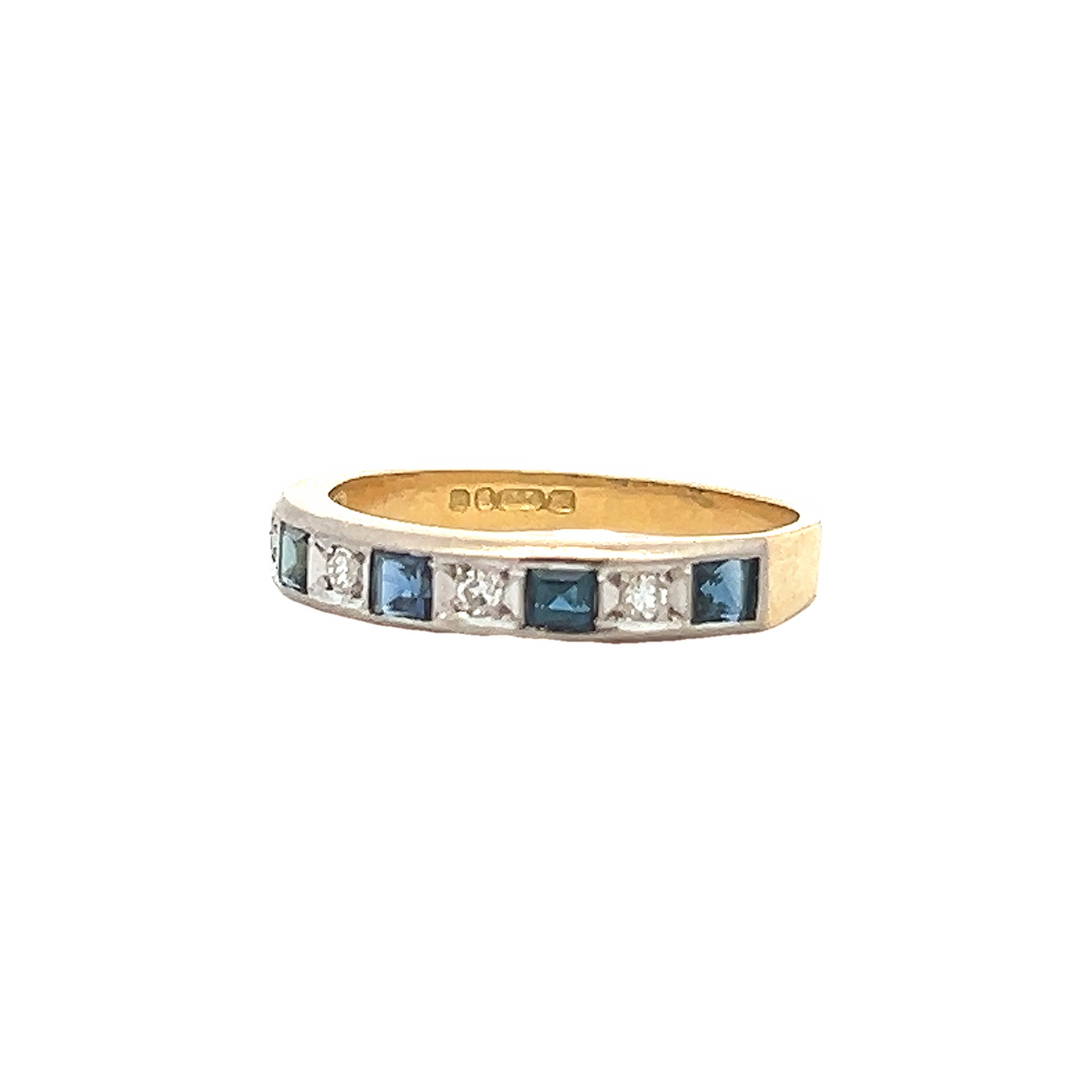 Vintage Sapphire and Diamond 18ct Gold Half Eternity Ring by Charles Green & Sons