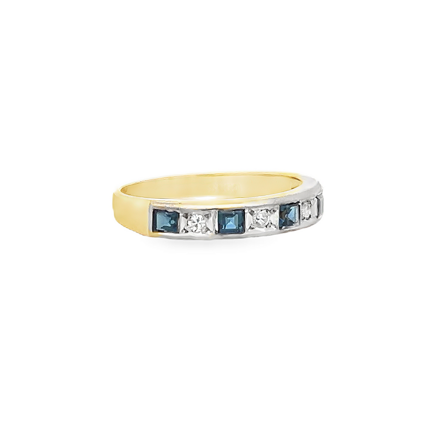 Vintage Sapphire and Diamond 18ct Gold Half Eternity Ring by Charles Green & Sons
