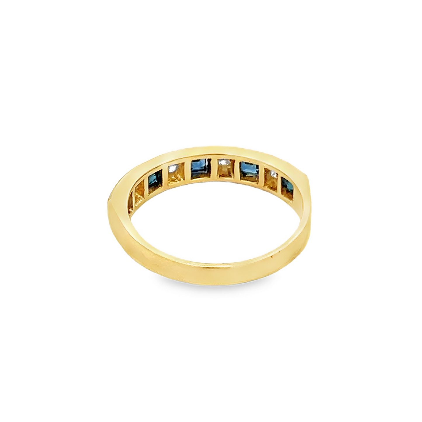 Vintage Sapphire and Diamond 18ct Gold Half Eternity Ring by Charles Green & Sons