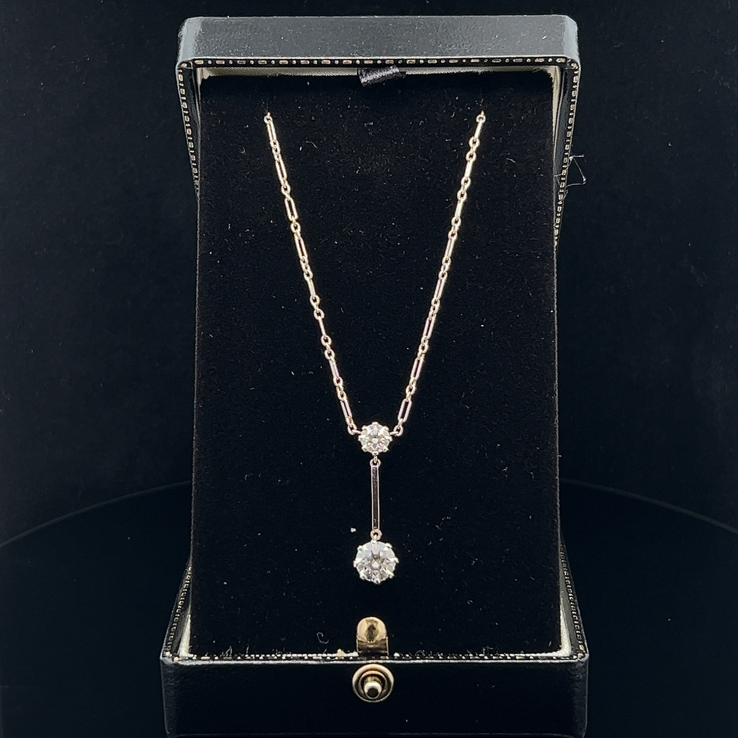 Vintage Art Deco Lavalier/Negligee 1.45 Carat Diamond Drop Platinum Necklace