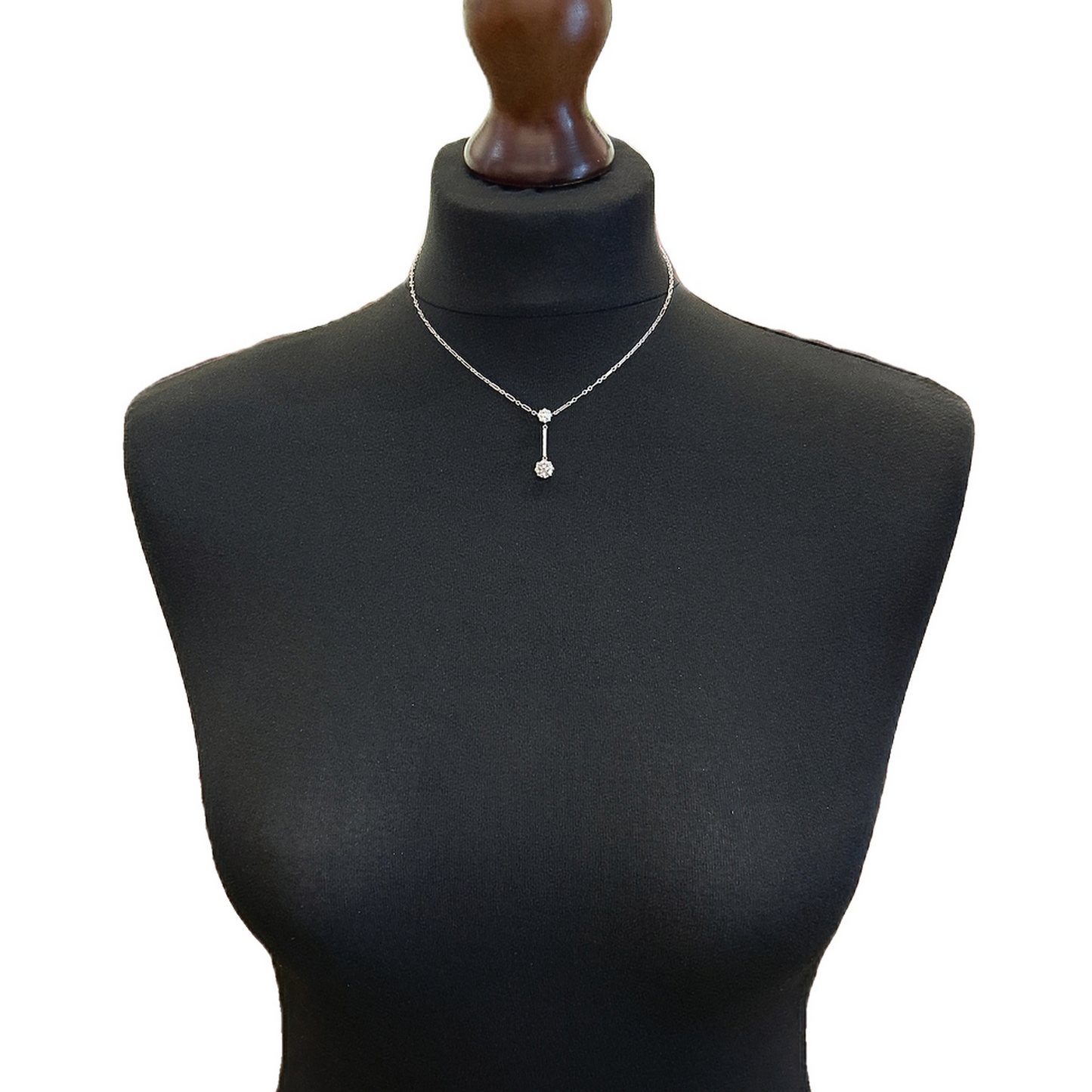 Vintage Art Deco Lavalier/Negligee 1.45 Carat Diamond Drop Platinum Necklace