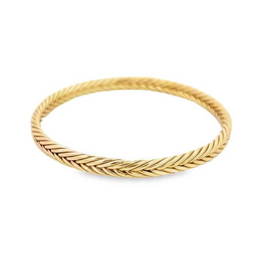 Vintage 9ct Gold Foxtail Woven Cuff Bangle