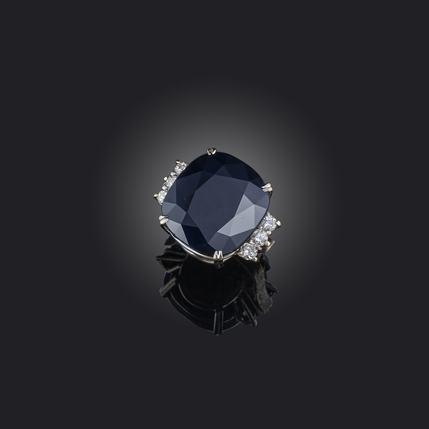 Vintage Natural Sapphire & Diamond 18ct White Gold Cluster Cocktail Ring