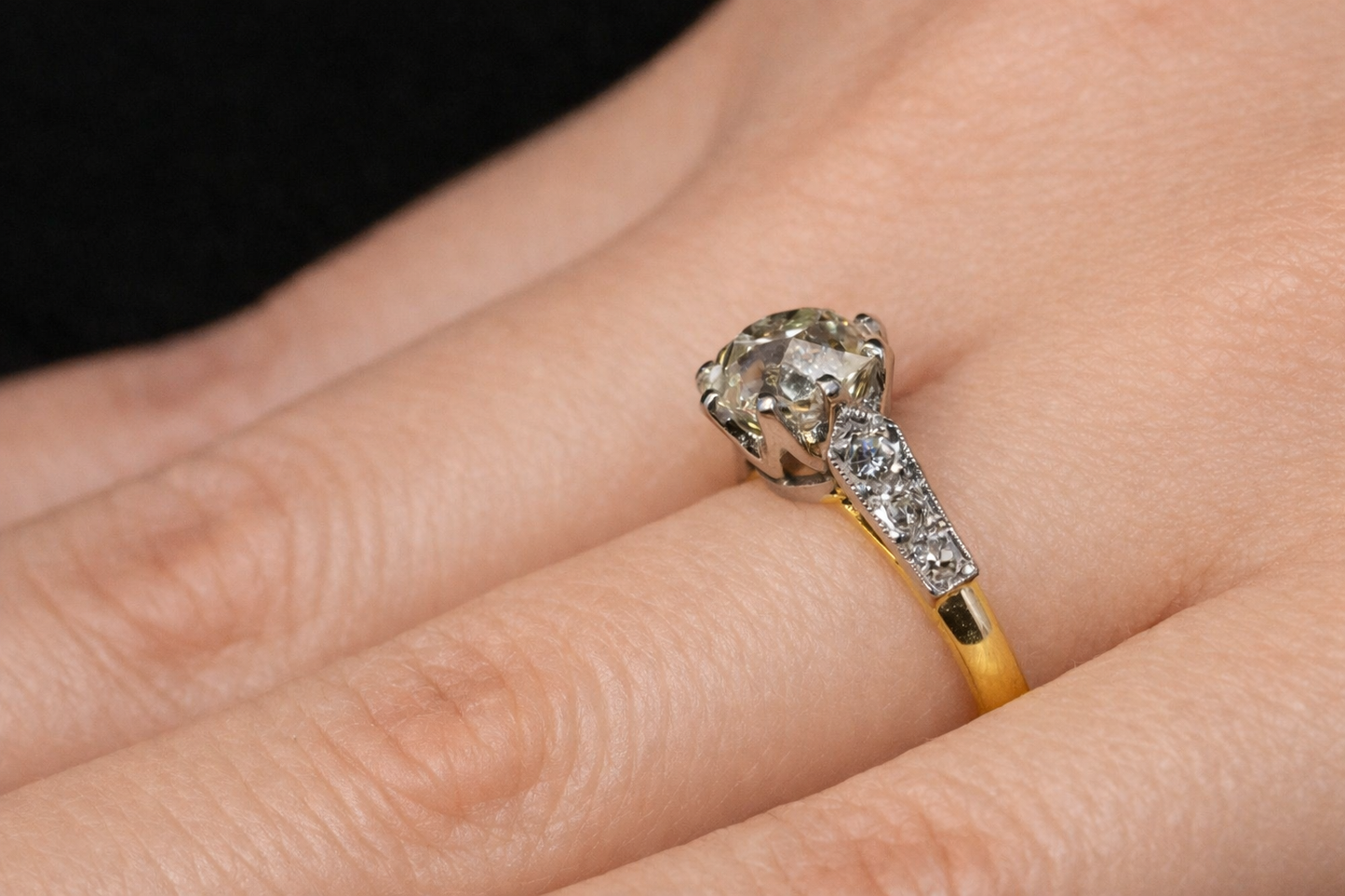 Superb 1.87ct Old Mine Cut Diamond Ring. Diamond Circa 1850`s, Later Re-mounted.