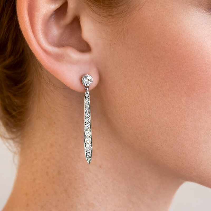 Antique Edwardian Old European Cut Diamonds Platinum / 18ct Gold Drop Earrings. Rare Find.