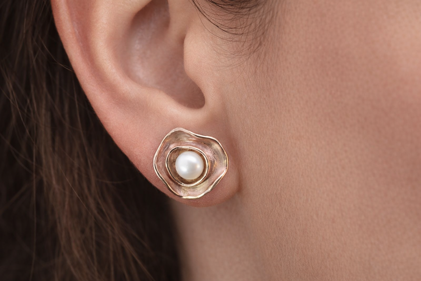 Quality Handmade 9ct Rose Gold and Cultured Pearl Earrings,