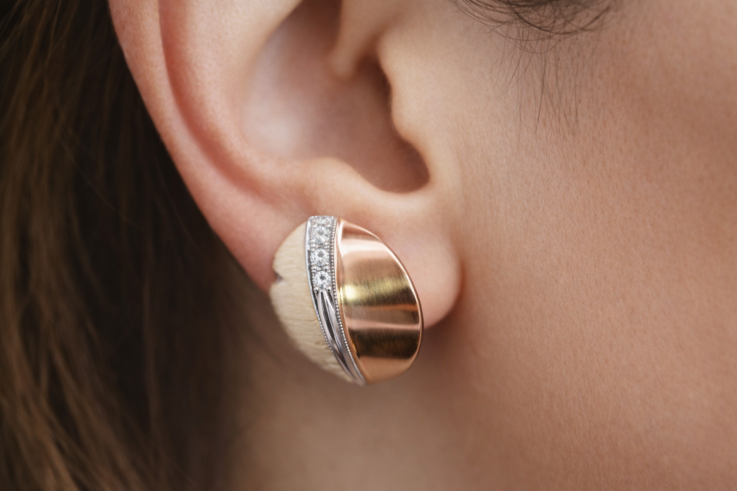 A Striking Pair of Vintage 18ct Gold and Diamond Earrings.