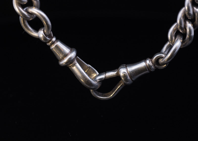 Antique Silver Double Albert Chain. Birmingham 1906. T-Bar Watch Chain.