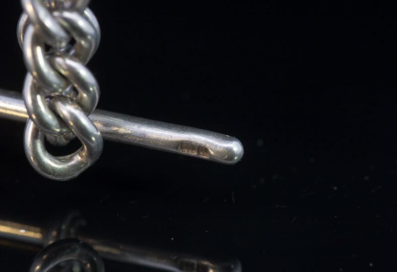 Antique Silver Double Albert Chain. Birmingham 1906. T-Bar Watch Chain.