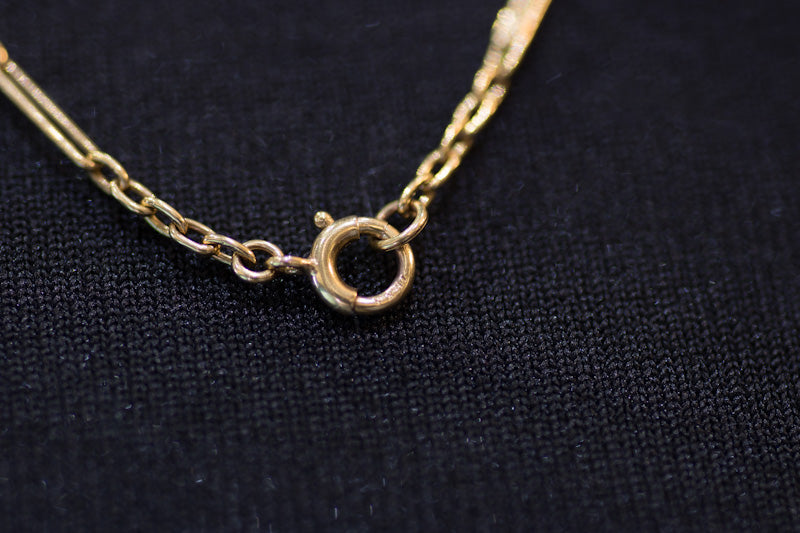 Attractive Antique 9ct Gold Chain C.1900. Trombone Link. Perfect For Your Antique Pendant.
