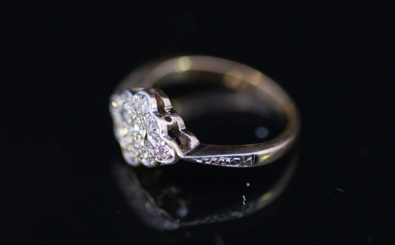 Antique Art Deco 18ct and Platinum Diamond Cluster. Edwardian C.1900 / 1910