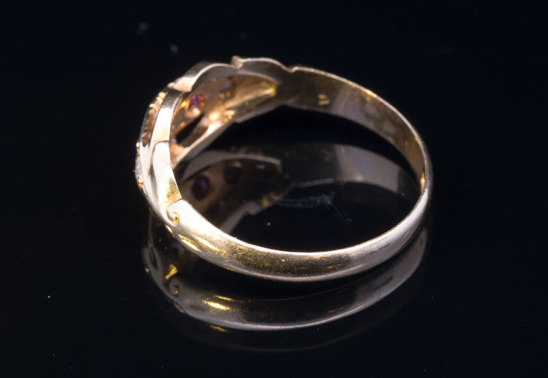 Antique 18ct Gold Diamond & Ruby 5 Stone Ring. Crisp Example. Hallmarked Chester 1926