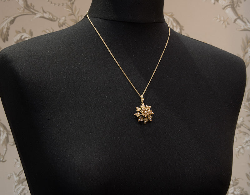 Antique Victorian 15ct Gold Natural Split Pearl Pendant Brooch Cum Pendant C.1890