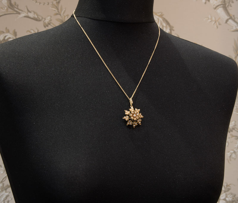 Antique Victorian 15ct Gold Natural Split Pearl Pendant Brooch Cum Pendant C.1890