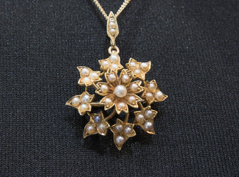 Antique Victorian 15ct Gold Natural Split Pearl Pendant Brooch Cum Pendant C.1890