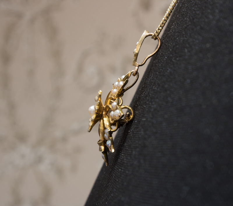 Antique Victorian 15ct Gold Natural Split Pearl Pendant Brooch Cum Pendant C.1890