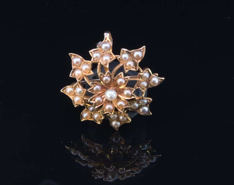 Antique Victorian 15ct Gold Natural Split Pearl Pendant Brooch Cum Pendant C.1890