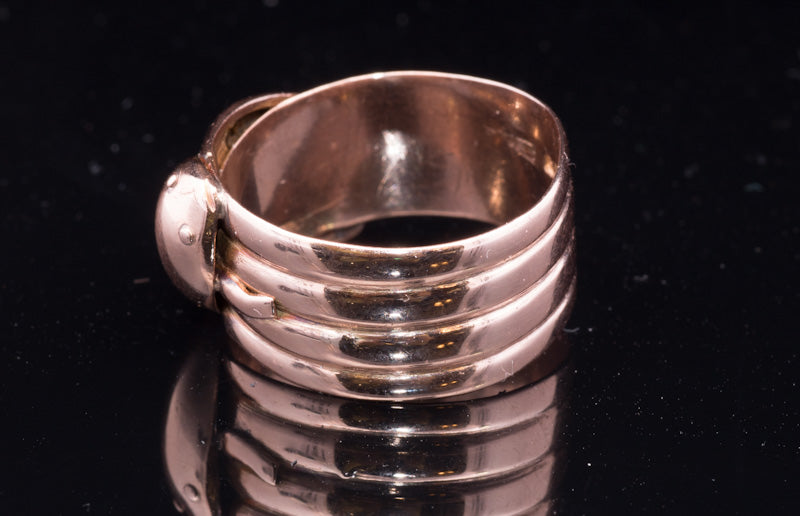 9ct Rose Gold Double Snake Ring. Pre-Loved. Hallmarked Birmingham 1918