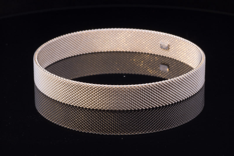 Genuine Tiffany & Co Sterling Silver Somerset Mesh Bangle. With Original Tiffany Pouch.