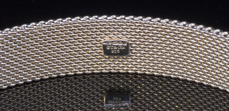 Genuine Tiffany & Co Sterling Silver Somerset Mesh Bangle. With Original Tiffany Pouch.