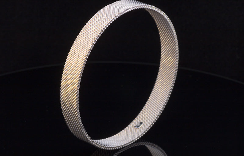 Genuine Tiffany & Co Sterling Silver Somerset Mesh Bangle. With Original Tiffany Pouch.