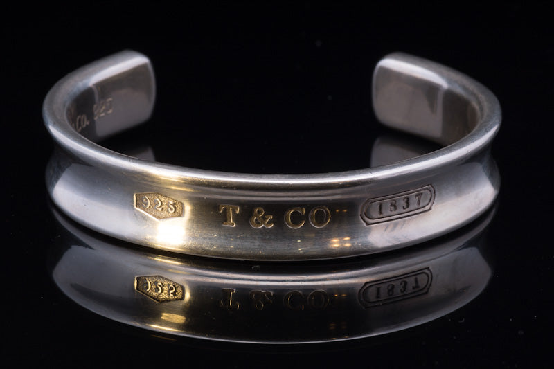 Vintage Tiffany & Co 1837 Collection Silver Cuff Bangle. Genuine . UK Hallmarked. Small Size.