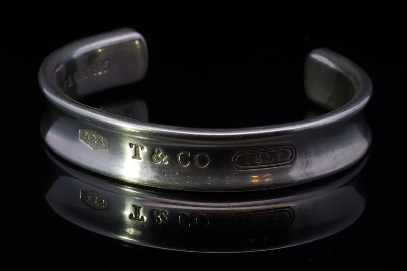 Vintage Tiffany & Co 1837 Collection Silver Cuff Bangle. Genuine . UK Hallmarked. Small Size.