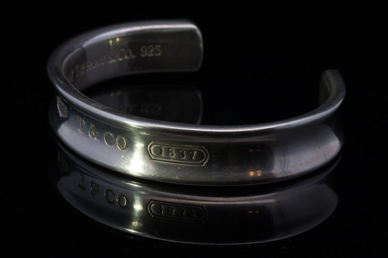 Vintage Tiffany & Co 1837 Collection Silver Cuff Bangle. Genuine . UK Hallmarked. Small Size.
