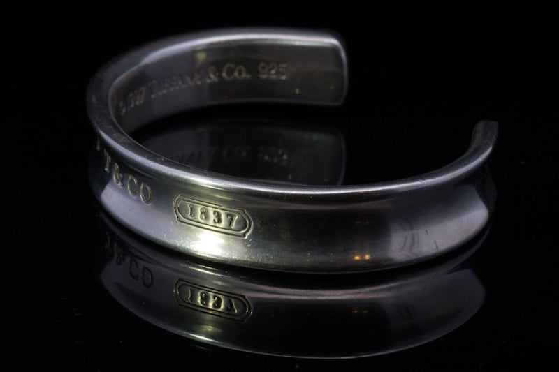 Vintage Tiffany & Co 1837 Collection Silver Cuff Bangle. Genuine . UK Hallmarked. Small Size.
