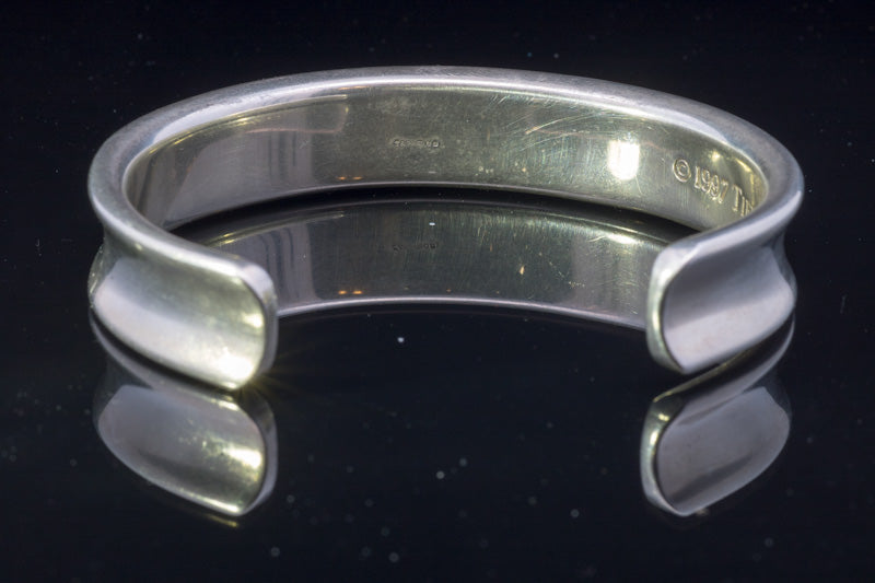 Vintage Tiffany & Co 1837 Collection Silver Cuff Bangle. Genuine . UK Hallmarked. Small Size.