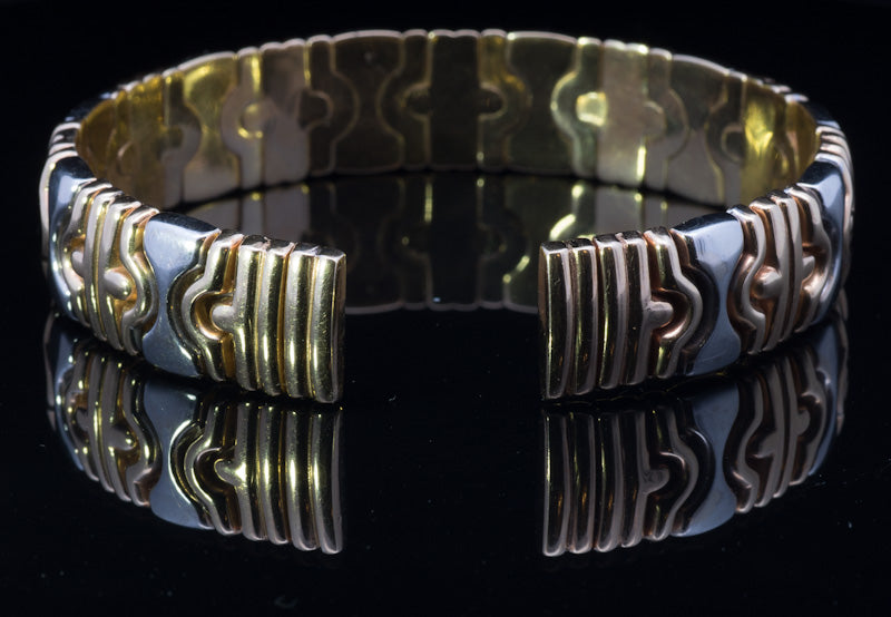 Superbly Stylish Vintage 14ct Gold and Diamond Tension Bangle. Circa 1980's / 1990's