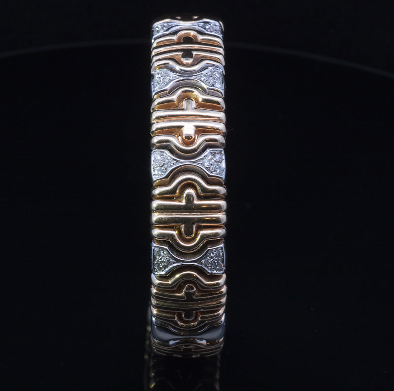 Superbly Stylish Vintage 14ct Gold and Diamond Tension Bangle. Circa 1980's / 1990's