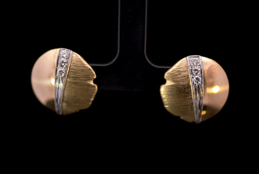 A Striking Pair of Vintage 18ct Gold and Diamond Earrings.