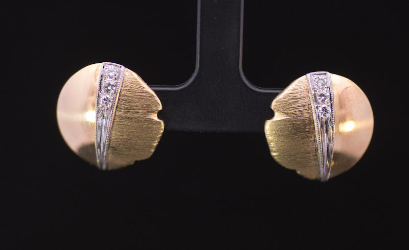 A Striking Pair of Vintage 18ct Gold and Diamond Earrings.
