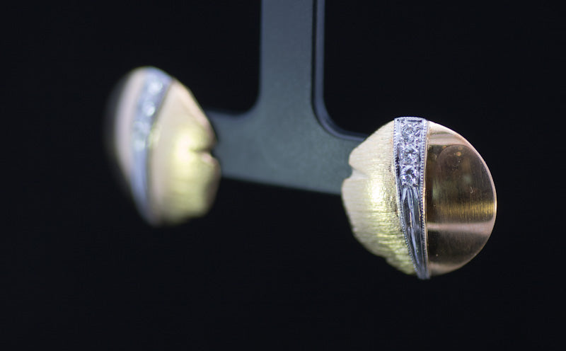 A Striking Pair of Vintage 18ct Gold and Diamond Earrings.