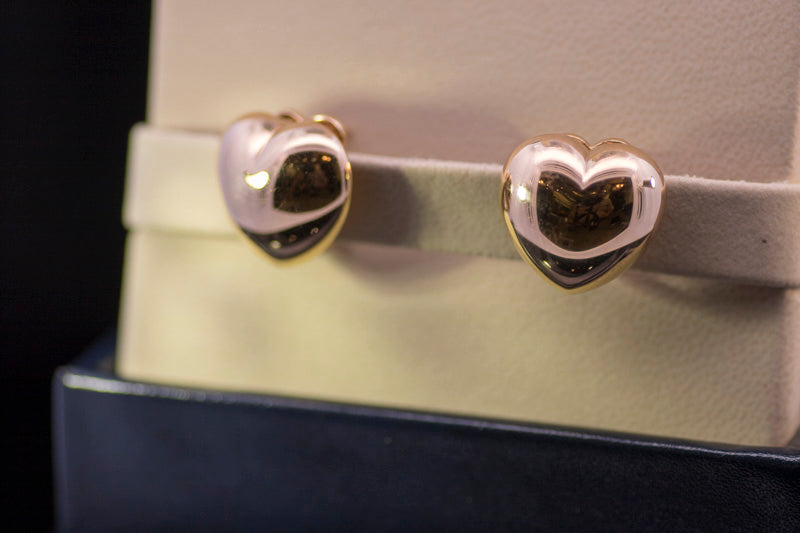 Vintage Chopard 18ct Gold Heart Earrings. Omega Fittings. Original bill of sale & Chopard Box.