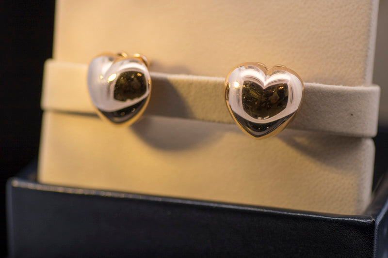 Vintage Chopard 18ct Gold Heart Earrings. Omega Fittings. Original bill of sale & Chopard Box.