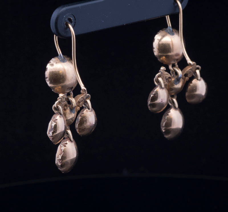 Antique Georgian 15ct Gold, 'Foil Back' Amethyst Drop Earrings. Circa 1800 /1820