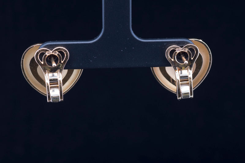 Vintage Chopard 18ct Gold Heart Earrings. Omega Fittings. Original bill of sale & Chopard Box.