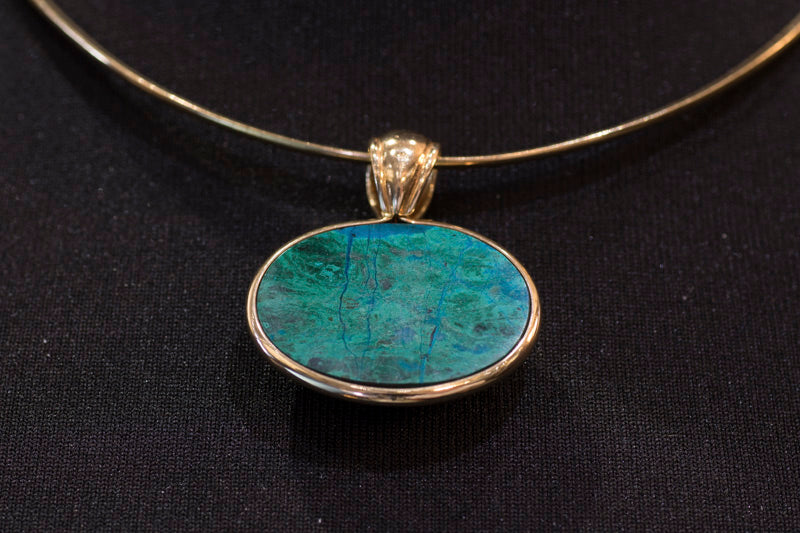 Vintage Scandinavian Design Turquoise and Diamond  14ct Gold Pendant And 18ct Collarette. H Stern.