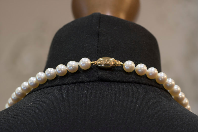 Superb Mappin and Webb Fine Cultured Pearl Necklace. 18ct Diamond Clasp. 8 - 8.5mm