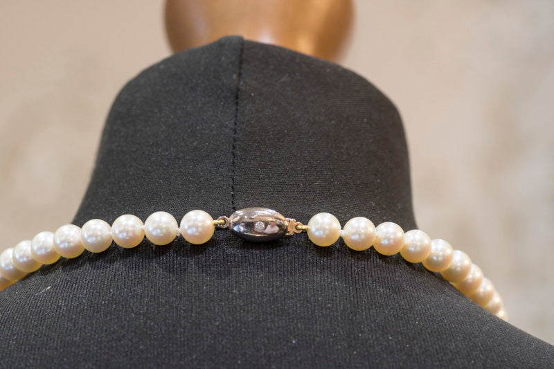 Superb Mappin and Webb Fine Cultured Pearl Necklace. 18ct Diamond Clasp. 8 - 8.5mm