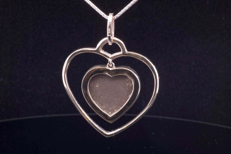 Pre- Loved Heart shaped Ammolite and Diamond Pendant 14ct White Gold. Certificated.