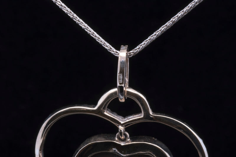Pre- Loved Heart shaped Ammolite and Diamond Pendant 14ct White Gold. Certificated.
