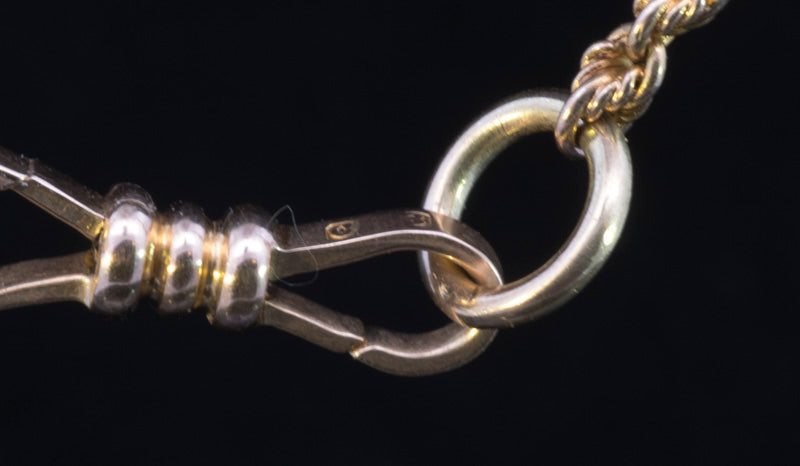 Superb Antique 18ct Edwardian Ornate Guard Chain. Double Dog Clip. English C.1900 32 inches