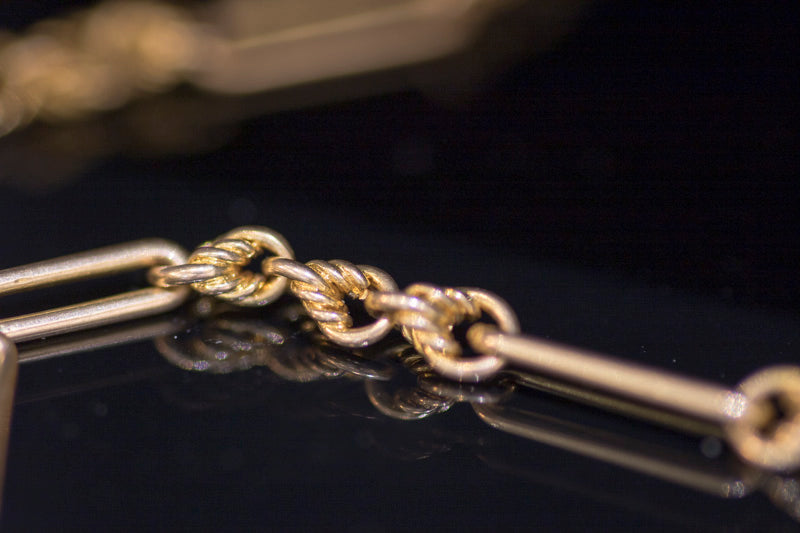 Superb Antique 18ct Edwardian Ornate Guard Chain. Double Dog Clip. English C.1900 32 inches